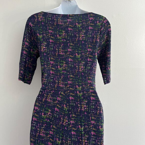 Boden Color Splash Swoop Neck‎ Ruched Front A-line Dress Women's Size US 4R - Picture 4 of 8